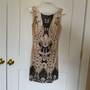 Beige beaded dress